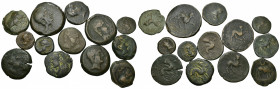 HISPANIA ANTIGUA. CASTULO. Lote de 13 monedas: doble (1), as (5), semis (6), cuadrante (1). BC-/MBC-.