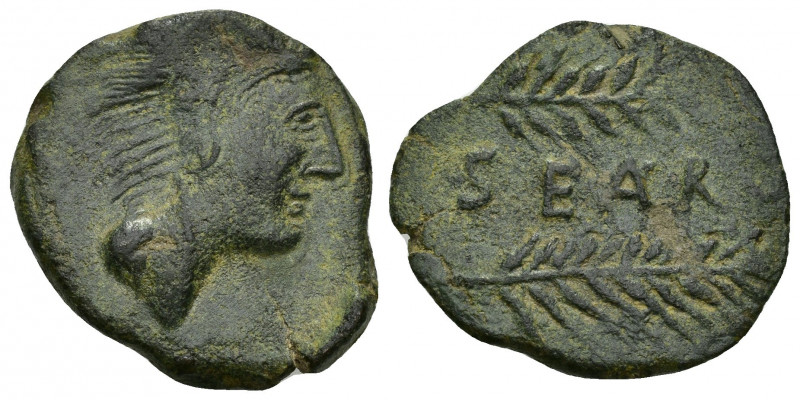 HISPANIA ANTIGUA. SEARO. As. A/ Cabeza con leonté a der.R/ Dos espigas a der., e...