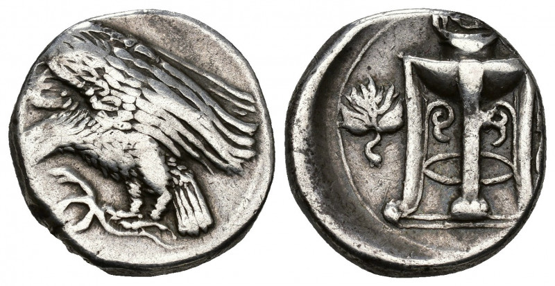 GRECIA ANTIGUA. BRUTTIUM. Crotona. Estátera (c. 420-390 a.C.). A/ Águila devoran...