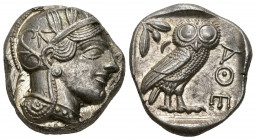 GRECIA ANTIGUA. ÁTICA. Atenas. Tetradracma (c. 479-393 a.C.). A/ Cabeza de Atenea a der. R/ Lechuza a der. AR 17,23 g. 23,41 mm. COP-37 ss. R.B.O.. EB...
