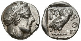 GRECIA ANTIGUA. ÁTICA. Atenas. Tetradracma (c. 479-393 a.C.). A/ Cabeza de Atenea a der. R/ Lechuza a der. AR 17,15 g. 24,13 mm. COP-34 ss. Cospel abi...