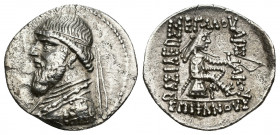 GRECIA ANTIGUA. REYES DE PARTIA. Mitrídates II (121-91 a.C.). Dracma. Ecbatana. AR 3, 51 g. 20,53 mm. SEP-24.9. MBC/MBC+.