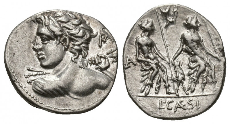 REPÚBLICA ROMANA. CAESIA. Lucius Caesius. Denario. Roma (112-111 a.C.). A/ Busto...