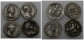 IMPERIO ROMANO. Lote de 4 denarios: Trajano, Antonino Pío, Caracalla y Heliogábalo. BC+/MBC.