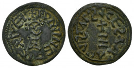 REINO VISIGODO. ÉGICA. Tremissis. Cesaraugusta. Falsa de época en cobre. AE 1,52 g. 20,9 mm. CNV-FE-19, mismo ejemplar ilustrado. MBC+. Única que cono...
