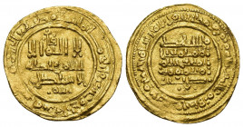ACUÑACIONES HISPANO-ÁRABES. CALIFATO. Yahya I. Dinar. 424 H. Madina Sabta (Ceuta). AU 4,65 g. 22,72 mm. V-781. Prieto-85j. EBC-.