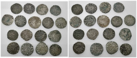REINOS DE CASTILLA Y LEÓN. Lote de 17 piezas: Alfonso X (4), Fernando IV (3), Alfonso XI (10). Dinero (1), pepión (4), cornado (6) y novén (6). Calida...