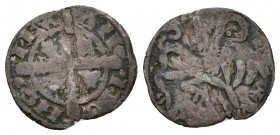 REINOS DE CASTILLA Y LEÓN. ALFONSO IX. Dinero. Santiago. VE 0,76 g. 17,1 mm. III-130.2. BMM-216.2. Imperatrix A9:5.15. BC+.