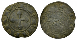 REINOS DE CASTILLA Y LEÓN. FERNANDO II. Dinero. León. A/ Cruz de círculos; FERNAND´. R/ . REX . LEO. VE 0,55 g. 17,49 mm. III-No. BMM-196. Imperatrix-...