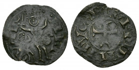 REINOS DE CASTILLA Y LEÓN. ALFONSO VIII. Dinero. VE 0,76 g. 18, 3mm. III-158 vte. en puntos. BMM-263. Imperatrix F2:11.7, este ejemplar ilustrado. Rot...