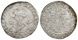 REINOS DE CASTILLA Y LEÓN. ENRIQUE IV. Cuarto. Sevilla. Flores a los lados. AR 3,28 g. 28 mm. III-754.4. BMM-1023.4. MBC-.