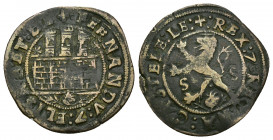REYES CATÓLICOS. 2 maravedís. Sevilla. AE 3,2 g. 24,2 mm. AC-106. MBC-.
