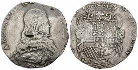 CARLOS II. Carlos de plata. Milán. 1676. A/ CAROLVS II REX HISPANIARVM 1676. R/ MEDIOLANI DVX ET C. AR 27,71 g. 38,6 mm. Crippa-3. Olivares 282. Defec...