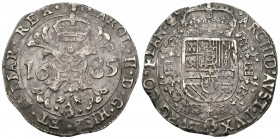 CARLOS II. Patagón. Brujas. 1685. A/ CAROL II D G HISP ET INDIAR REX. R/ ARCHID AVST DVX BVRG CO FLAN Zc . AR 27,7 g. 41,8 mm. Vanhoudt-698.BG. DEL I-...