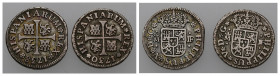 FELIPE V. Lote de 2 monedas de 1 real: Madrid (1730 y 1738). MBC/MBC-.