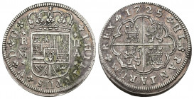 FELIPE V. 2 reales. 1725/4. Madrid. A. AR 5,20 g. 28,1 mm. VI-636 vte. MBC-/MBC.
