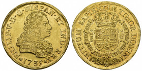 FELIPE V. 8 escudos. 1735. México MF. AU 26,9 g. 37,5 mm. VI-1734. EBC-/EBC.