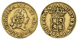 FERNANDO VI. 1/2 escudo. 1747. Madrid. JB. AU 1,79 g. 14,6 mm. VI-403. MBC.