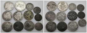 CARLOS III. Lote de 12 piezas: Carlos III -2 reales (4), 4 y 2 maravedís-; Fernando VI -1 real Madrid 1758-; Carlos IV -2 reales-; Fernando VII - 2 re...
