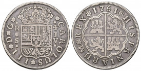 CARLOS III. 4 reales. 1761. Sevilla. JV. AR 12,97 g. 33,7 mm. VI-832. MBC-.