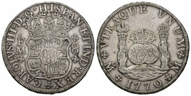 CARLOS III. 8 reales. 1770. México. FM. AR 26,7 g. 39,5 mm. VI-929. MBC.