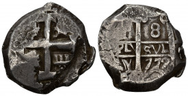 CARLOS III. 8 reales. 1772. Potosí. V. AR 26,93 g. 31,9 mm. VI-971. Vanos. MBC.