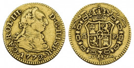 CARLOS III. 1/2 escudo. 1772. Madrid. JP. AU 1,75 g. 14,7 mm. VI-1053. MBC.