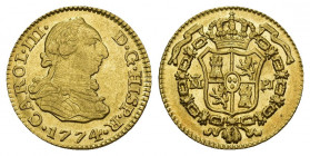 CARLOS III. 1/2 escudo. 1774. Madrid. PJ. AU 1,76 g. 15 mm. VI-1055. EBC-/EBC+.