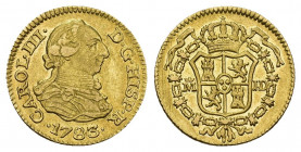 CARLOS III. 1/2 escudo. 1783. Madrid. JD. AU 1,78 g. 14,8 mm. VI-1062. Leves rayas de ajuste en rev. EBC-/EBC.
