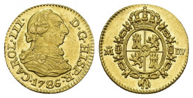CARLOS III. 1/2 escudo. 1786. Madrid. DV. AU 1,76 g. 14,2 mm. VI-1065. EBC/EBC+.