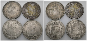 CARLOS IV. Lote de 4 monedas de 8 reales: México (1794, 1795, 1796 y 1797). BC+/MBC.