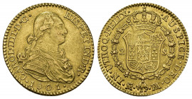 CARLOS IV. 2 escudos. 1801. Madrid. FA. AU 6,8 g. 21,8 mm. VI-1052. MBC+.