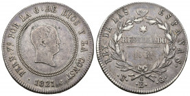 FERNANDO VII. 10 reales. 1821. Bilbao. UG. AR 13,19 g. 34,33 mm. VI-830. MBC-/MBC.