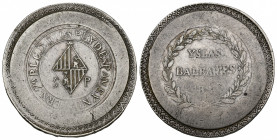 FERNANDO VII. 5 pesetas. 1823. Islas Baleares. Ley. REY D. ESPAN. E YND. AR 27 g. 39,2 mm. Acuñación floja. MBC-/MBC.