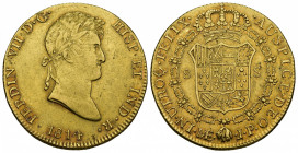 FERNANDO VII. 8 escudos. 1814. Lima. JP. AU 27,11 g. 36,2 mm. VI-1466. MBC+.