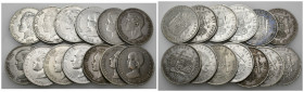 ALFONSO XIII. Colección de 25 monedas de 5 pesetas diferentes: Gobierno Provisional (1), Amadeo I (2), Alfonso XII (10), Alfonso XII (12), incluyendo ...