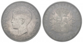 ALFONSO XIII. 40 centavos. 1896. Puerto Rico. PGV. VII-176. Limpiada. EBC-. Encapsulada.