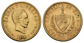 MONEDAS EXTRANJERAS. CUBA. 4 pesos. 1916. AU 6,7 g. 18,8 mm. KM-18. EBC.
