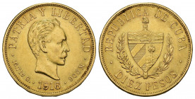 MONEDAS EXTRANJERAS. CUBA. 10 pesos. 1916. AU 16,74 g. 16,9 mm. KM-20. EBC.