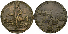 MONEDAS EXTRANJERAS. GRAN BRETAÑA. Medalla del almirante Vernon. Cartagena. 1740. AE 11,18 g. 37 mm. MBC.