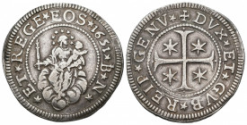 MONEDAS EXTRANJERAS. ESTADOS ITALIANOS. Génova. 1/2 escudo. 1651. IB-N. AR 18,9 g. 37,1 mm. CNI-3. MIR-294.13. MBC.