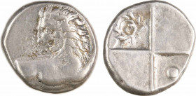 Thrace, Chersonèse, hémidrachme, c.400-350 av. J.-C
A/Anépigraphe
Protomé de lion à droite, regardant à gauche
R/Anépigraphe
Carré incus quadripar...
