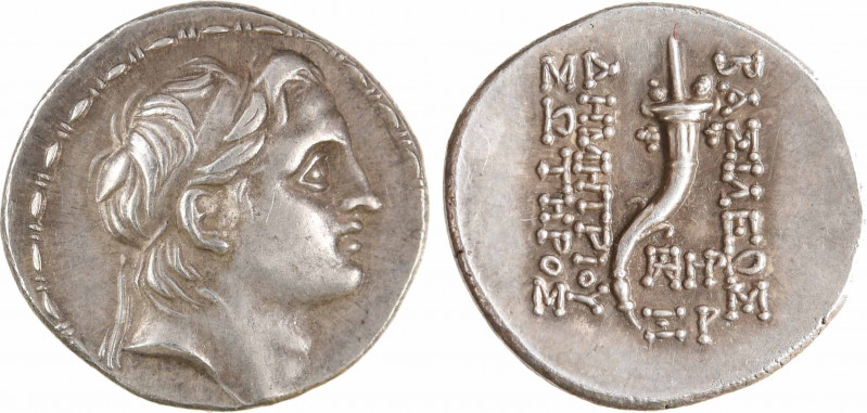Syrie, Démétrios Ier Soter, drachme, c.162-150 av. J.-C
A/Anépigraphe
Tête dia...