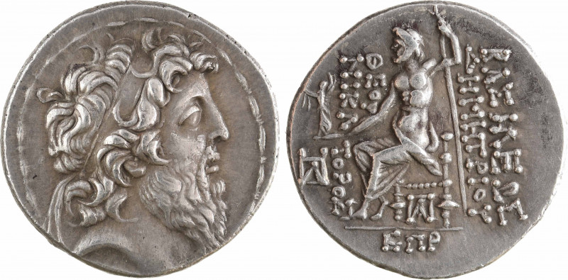 Syrie, Démétrios II, tétradrachme, Damas, c.128-127 av. J.-C
A/Anépigraphe
Têt...