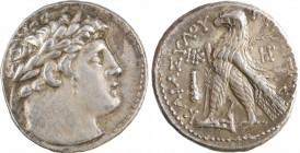 Phénicie, shekel ou tétradrachme, Tyr, 99-98 av. J.-C
A/Anépigraphe
Buste lauré de Melkarth imberbe à droite, la peau de lion nouée sous le menton
...