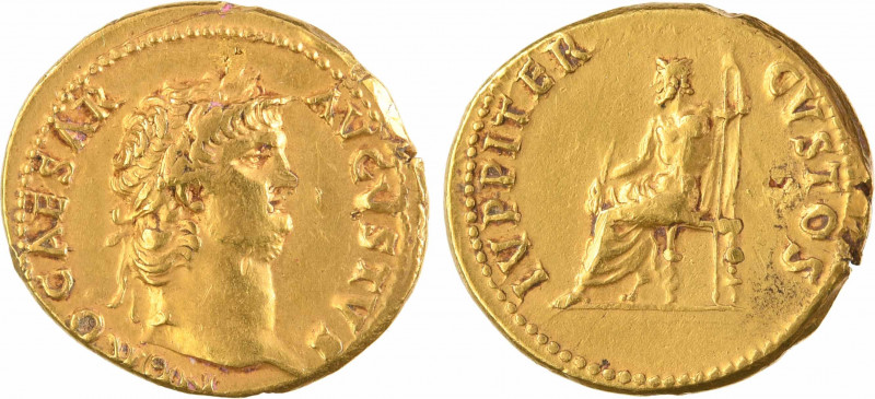 Néron, aureus, Rome, 64-65
A/NERO CAESAR AVGVSTVS
Tête laurée à droite
R/IVPP...