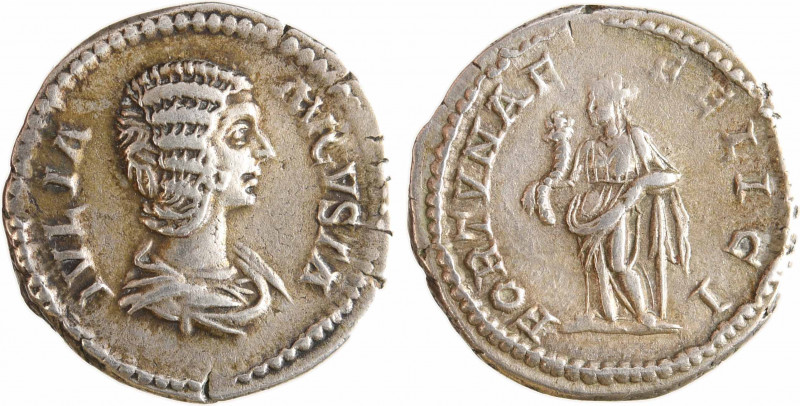 Julia Domna, denier, Rome, 196-211
A/IVLIA AVGVSTA
Buste drapé à droite, les c...