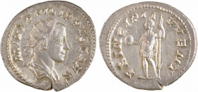 Philippe II César, antoninien, Rome, 246
A/M IVL PHILIPPVS CAES
Buste radié à droite, drapé et cuirassé, vu de trois quarts en arrière
R/PRINCIPI I...