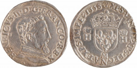 Henri II, teston à la tête nue 5e type, 1558 Toulouse
A/HENRICVS. II. D. G. FRANCO. REX
Buste du Roi à droite, cuirassé et la tête nue
R/(différent...