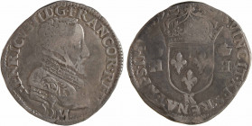 François II, teston au nom d'Henri II, à la tête nue 3e type, 1559 Bordeaux
A/.HENRICVS. II. D: G. FRANCOR. REX.
Buste du Roi à droite, avec cuirass...